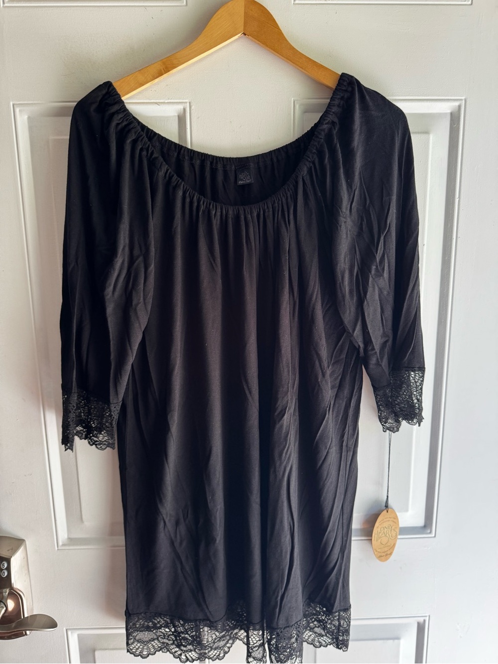 Only Hearts Lace-Trim Chemise Sleep Shirt - Black - NWT